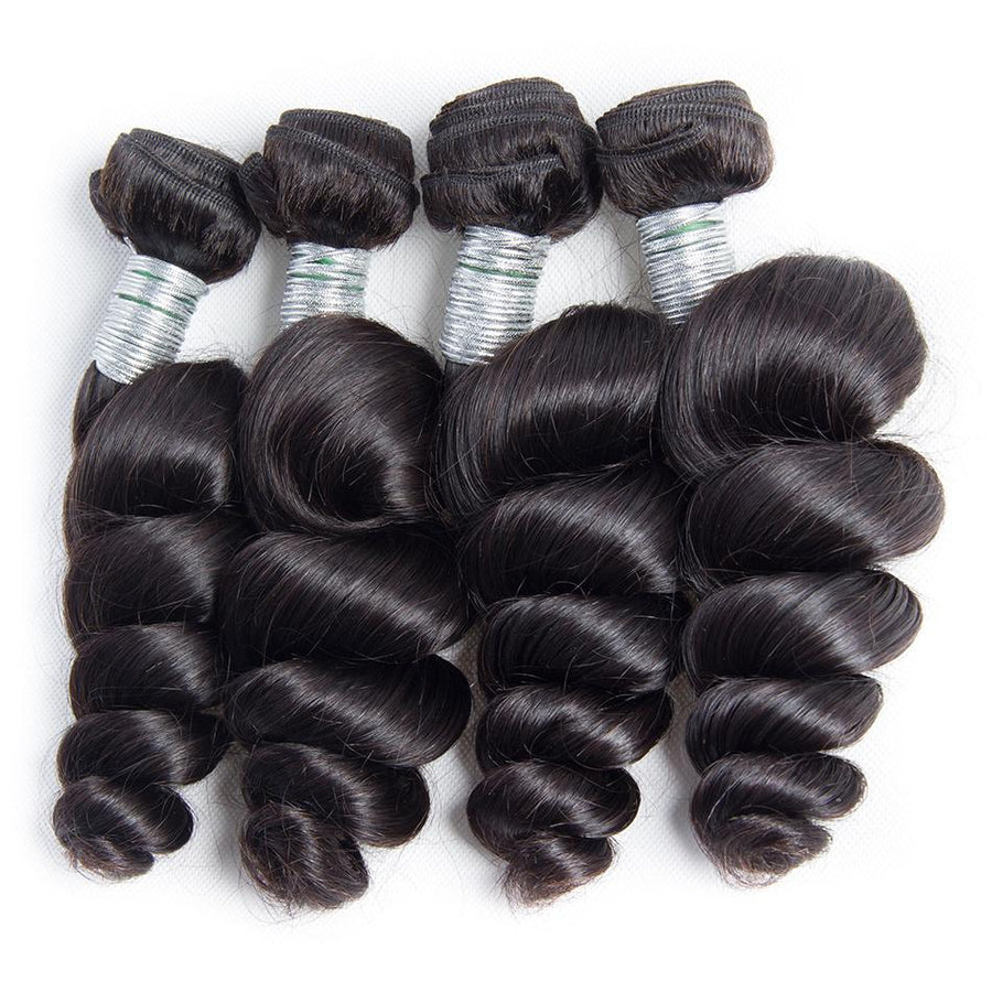 Virgo Hair 4 Pcs Brazilian Loose Wave Virgin Human Hair Bundles With 13x4 Pre Plucked Lace Frontal Closure Deal-4 bundles loose wave hair