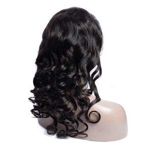 150 Density Malaysian Loose Wave Lace Wigs Natural Remy Human Hair Lace Front Wigs For Sale-back