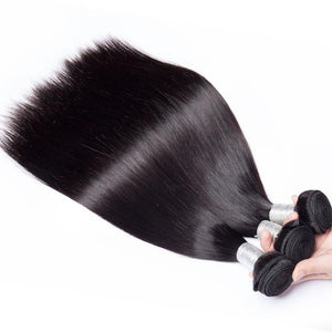 Virgo Hair 100 Real Virgin Remy Human Hair Brazilian Straight Hair 3 Bundles With Lace Frontal Closure-3 bundles