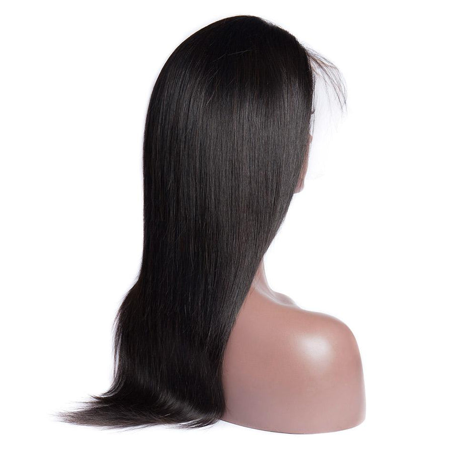 virgo hair 150 Density Raw Indian Virgin Straight Human Hair Half Lace Front Wigs For Black Women On Sales back