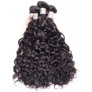 Wet And Wavy Virgin Brazilian Hair 3 Bundles Water Wave With Lace Closure 100 Human Hair Weave