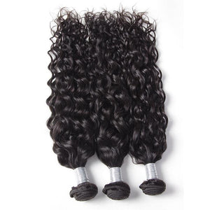 Wet And Wavy Virgin Brazilian Hair 3 Bundles Water Wave With Lace Closure 100 Human Hair Weave