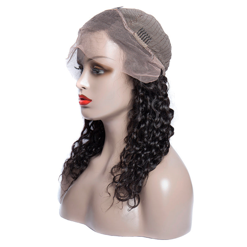 150 Density Brazilian Virgin Human Hair Water Wave Lace Front Wigs Half Lace Wigs Cheap Sale Online-FRONT CAP