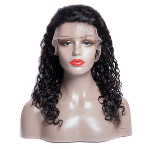 150 Density Brazilian Virgin Human Hair Water Wave Lace Front Wigs Half Lace Wigs Cheap Sale Online- FRONT SHOW
