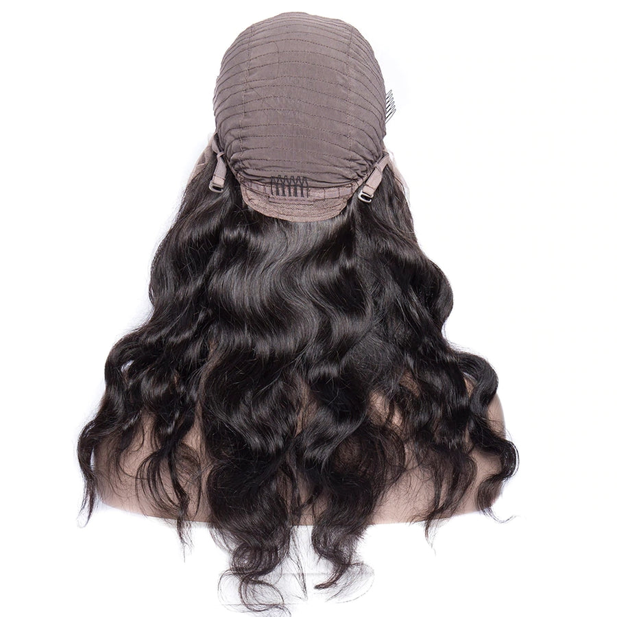 Unprocessed Virgin Brazilian Body Wave Lace Front Human Hair Wigs For Black Women-cap