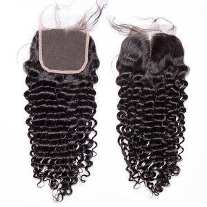 Volysvirgo Hair Virgin Curly Weave Human Hair Full Lace Closure With Baby Hair 4x4-middle part closure