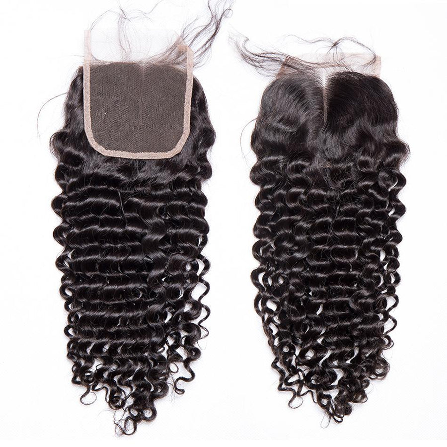 Volysvirgo Hair Virgin Curly Weave Human Hair Full Lace Closure With Baby Hair 4x4-middle part closure