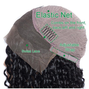 Virgo Hair Pre Plucked Malaysian Curly Human Hair Lace Front Wigs Black Short Bob Wigs For Sale cap details