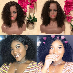 Raw Indian Curly Bob Wigs Remy Human Hair 13x4 Short Lace Font Wigs For Women 10-14 Inch-customer show