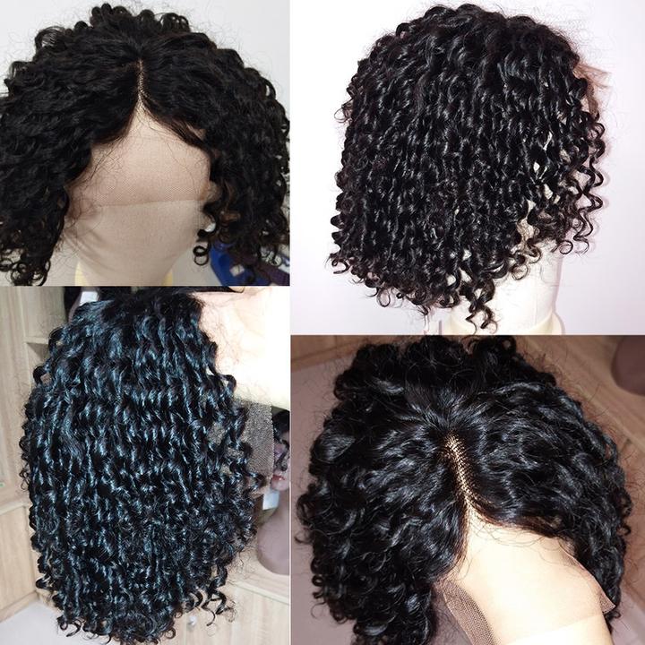 Short Peruvian Remy Lace Front Human Hair Wigs With Baby Hair Black Curly Bob Wigs For Sale