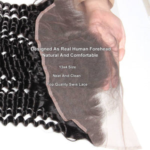 Brazilian Curly Weave Human Hair Pre Plucked Lace Frontal Closure With Baby Hair-lace part