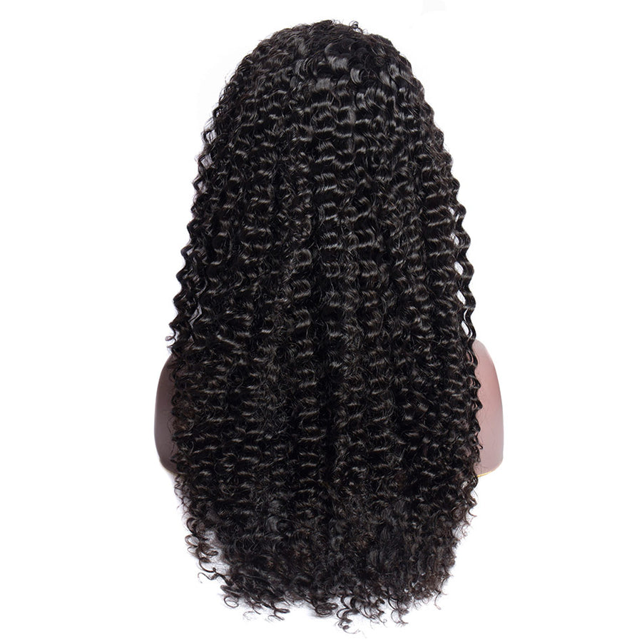 Virgo Hair 180 Density 100 Real Malaysian Virgin Curly Human Hair Lace Front Wigs With Baby Hair For Black Women back