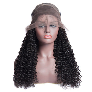 Virgo Hair 180 Density 100 Real Malaysian Virgin Curly Human Hair Lace Front Wigs With Baby Hair For Black Women front cap