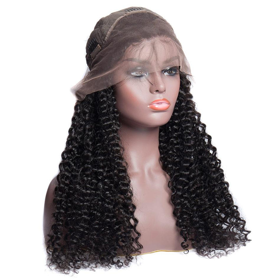 Virgo Hair 180 Density Peruvian Deep Curly Lace Front Human Hair Wigs For Black Women Virgin Remy Hair-wig cap
