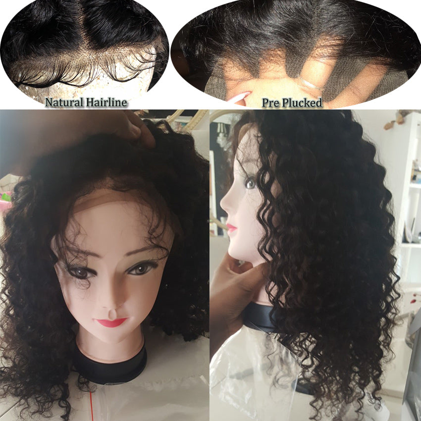130 Density Volysvirgo Hair Short Raw Indian Curly Wigs Remy Human Hair Lace Front Wigs For Black Women-hairline show