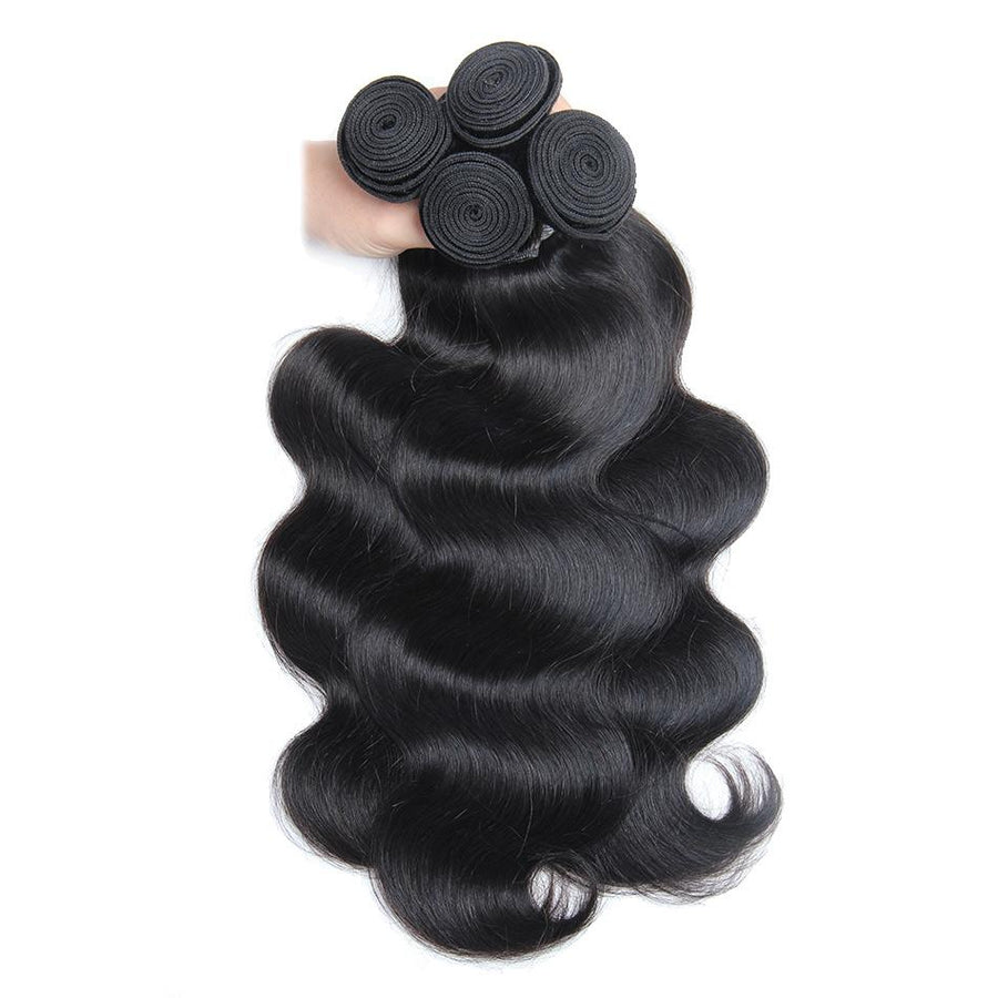 Virgo Hair High Quality Raw Indian Virgin Remy Body Wave Hair 4 Bundles With Lace Frontal Closure-4 pieces