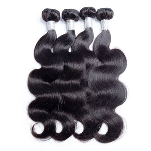Virgo Hair High Quality Raw Indian Virgin Remy Body Wave Hair 4 Bundles With Lace Frontal Closure-4 bundles