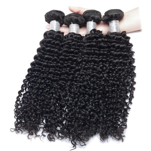 Volys Virgo Raw Indian Curly Virgin Remy Hair Lace Frontal Closure With 3 Bundles-4 bundles