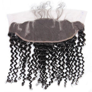 Raw Indian Curly Weave Pre Plucked Lace Frontal Closure With Baby Hair Real Human Hair-lace part show