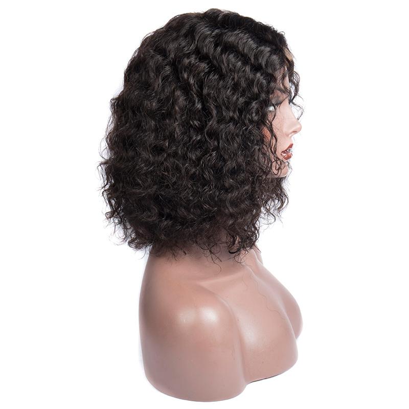 Virgo Hair Cheap Human Hair Wigs Indian Loose Wave Short Bob 4x4 Lace Closure Wig For Black Women-side