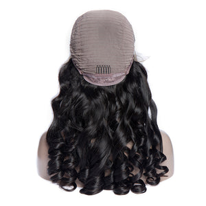 Virgo Hair 180 Density Raw Indian Human Hair Lace Wigs Loose Wave Cheap Lace Front Wigs For Sale-back cap