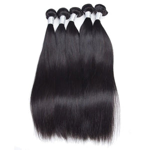 Volys Virgo Raw Indian Straight Virgin Remy Human Hair 4 Bundles With Lace Frontal Closure-bundles