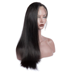 Virgo Hair Virgo Hair 180 Density Affordable Raw Indian Remy Human Hair Wigs Straight Full Lace Wigs With Baby Hair For Cheap Sale-half front
