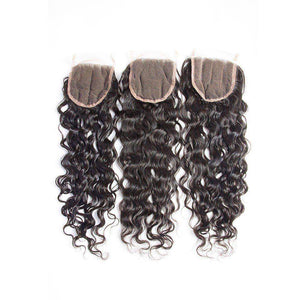 Volysvirgo Hair Water Wave Closure 4x4 Swiss Lace Closure With Baby Hair Wet And Wavy Human Hair-lace part show on the closure