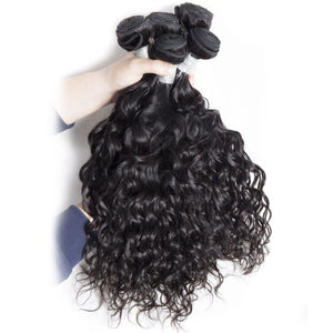Virgo Hair Unprocessed Raw Indian Virgin Hair Water Wave Human Hair 4 Bundles With Lace Frontal Closure