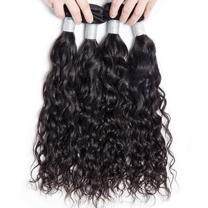 Volys Virgo Raw Indian Virgin Hair Water Wave Human Hair Bundles 4Pcs Wet And Wavy Hair Extensions-4 bundles