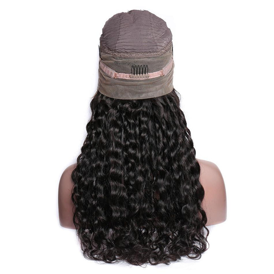 Virgo Hair 150 Density Real Raw Indian Remy Human Hair Wigs Water Wave Pre Plucked 360 Lace Wigs With Baby Hair For Sale cap back