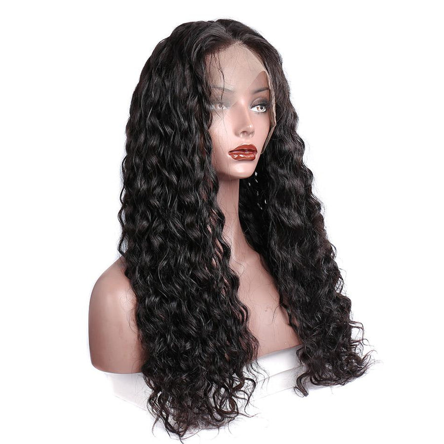 Virgo Hair 150 Density Real Raw Indian Remy Human Hair Wigs Water Wave Pre Plucked 360 Lace Wigs With Baby Hair For Sale right front