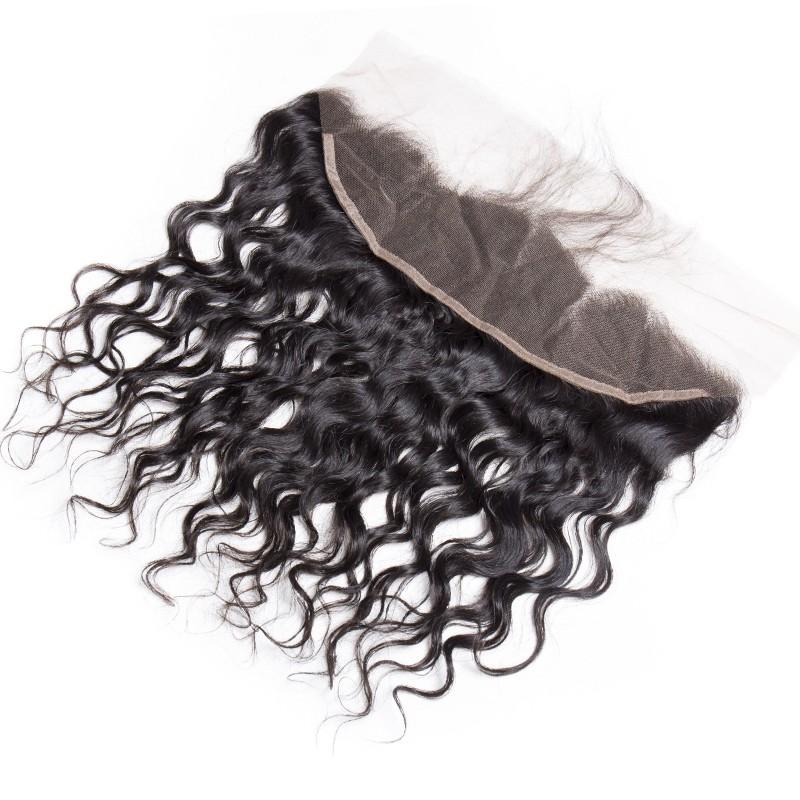 Raw Indian Water Wave 13x4 Lace Frontal Closure Piece With Baby Hair Curly Weave Human Hair-ear to ear lace frontal closure