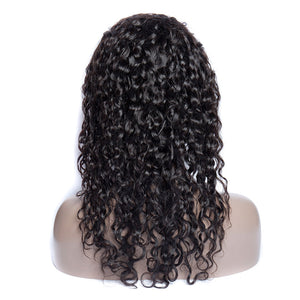 150 Density 100 Natural Raw Indian Virgin Human Hair Water Wave Lace Front Wigs On Sale-back