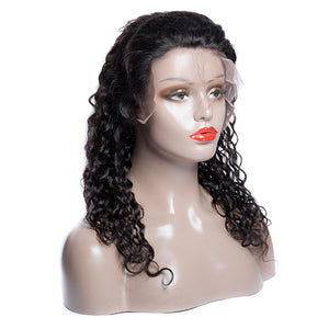 150 Density 100 Natural Raw Indian Virgin Human Hair Water Wave Lace Front Wigs On Sale-front