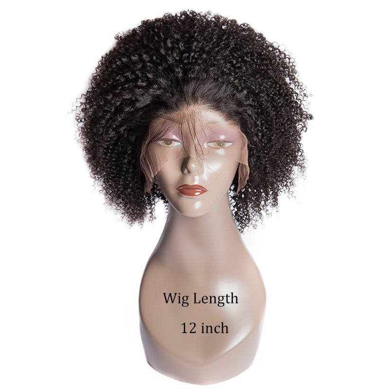 Virgo Hair 180 Density Brazilian Kinky Curly Wigs Real Remy Human Hair Lace Front Wigs For Black Women-12 inch