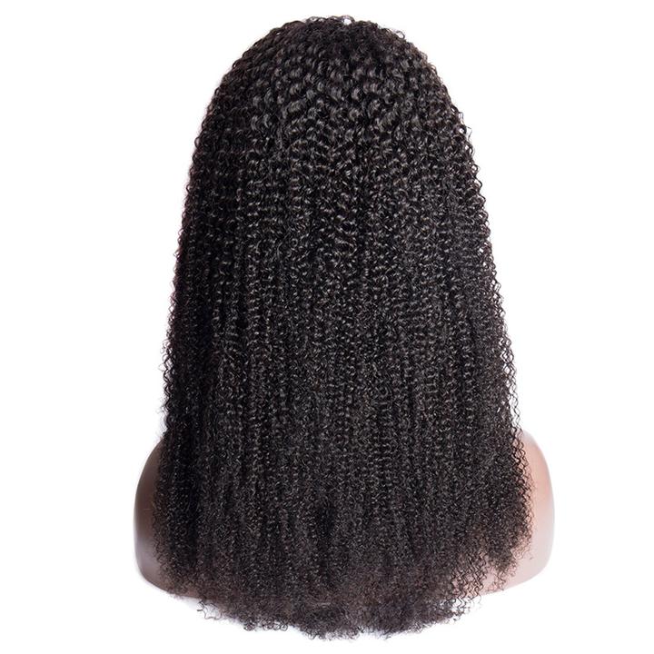 Virgo Hair 180 Density Real Peruvian Remy Human Hair Wigs Natural Kinky Curly Lace Front Wigs For Women-back