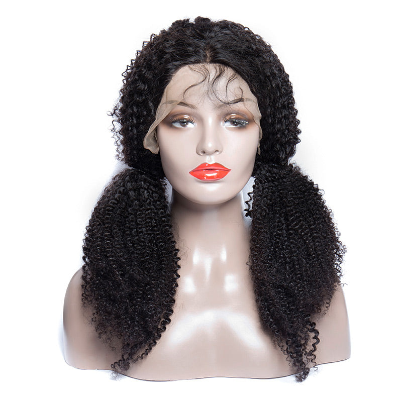 Virgo Hair 180 Density Cheap Lace Front Wigs Kinky Curly Raw Indian Virgin Remy Human Hair Wigs For Sale front braids