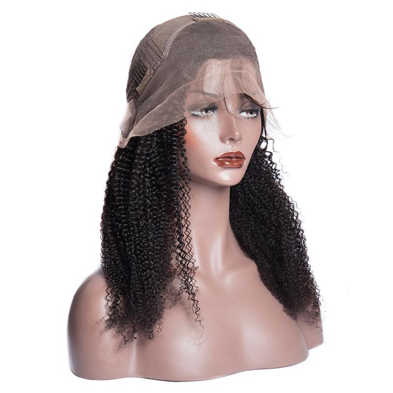 Virgo Hair 180 Density Cheap Lace Front Wigs Kinky Curly Raw Indian Virgin Remy Human Hair Wigs For Sale-front cap