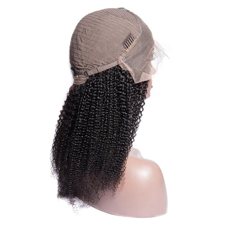 Virgo Hair 180 Density Brazilian Kinky Curly Wigs Real Remy Human Hair Lace Front Wigs For Black Women-back cap