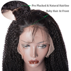 Virgo Hair 180 Density Afro Kinky Curly Lace Front Wigs For Black Women Malaysian Remy Human Hair Wigs For Sale-baby hair