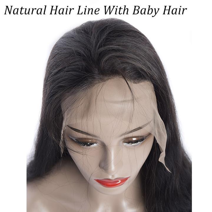 Virgo Hair 180 Density Glueless Indian Body Wave Lace Front Wigs With Baby Hair Pre Plucked Virgin Remy Human Hair Wigs-baby hair