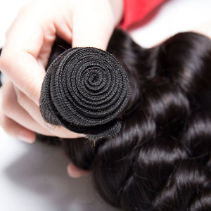 Virgo Raw Indian Virgin Hair Remy Loose Wave Weave Human Hair 1 Bundle Deal-top weft