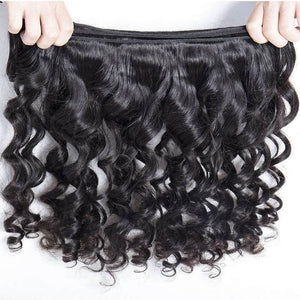 VOLYS VIRGO Malaysian Loose Wave Hair 4 Bundles With Pre Plucked Lace Frontal Closure 100% Human Hair-hair weft