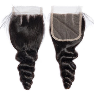 Volys Virgo Hair 3 Pcs Unprocessed Virgin Malaysian Loose Wave Human Hair Bundles With 1 Pcs Lace Closure Deal-three part closure
