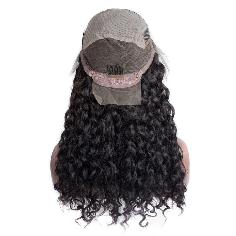 Virgo Hair 180 Density Wet And Wavy Malaysian Human Hair Wigs For Black Women Water Wave Full Lace Wigs For Sale-back cap