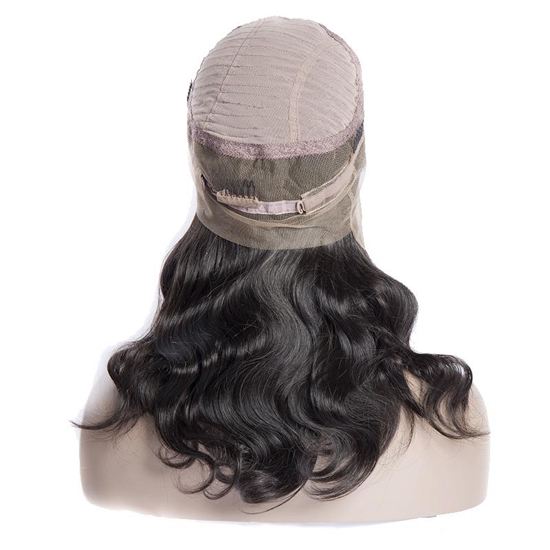 Virgo Hair 180 Density Pre Plucked 360 Lace Frontal Wigs Malaysian Body Wave Human Hair Wigs With Baby Hair-cap back