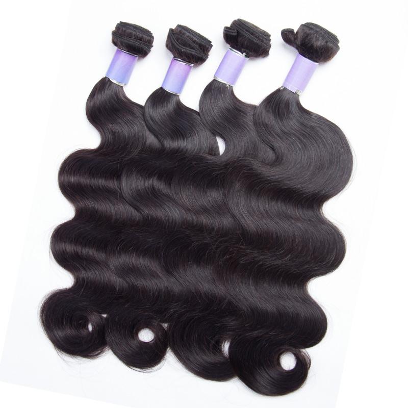 Volys Virgo Virgin Remy Malaysian Body Wave Weave Human Hair 4 Bundles With Lace Frontal Closure-4 bundles