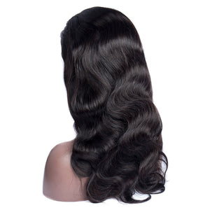 Unprocessed Virgin Malaysian Body Wave Weave Human Hair Lace Front Wigs For Black Women-back