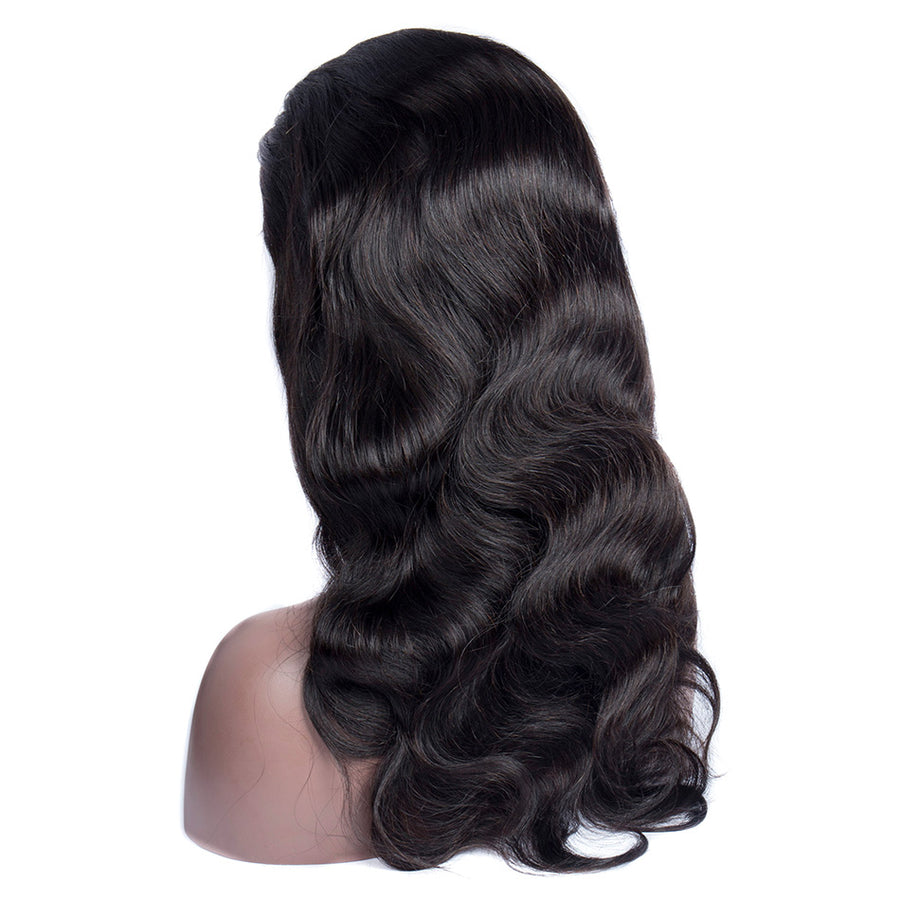 Natural Malaysian Body Wave Human Hair Front Lace Wigs For Black